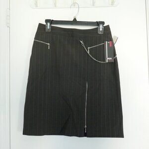 NWT Dalia gray pinstripe pencil skirt with stretch zippered pockets and vent sz4